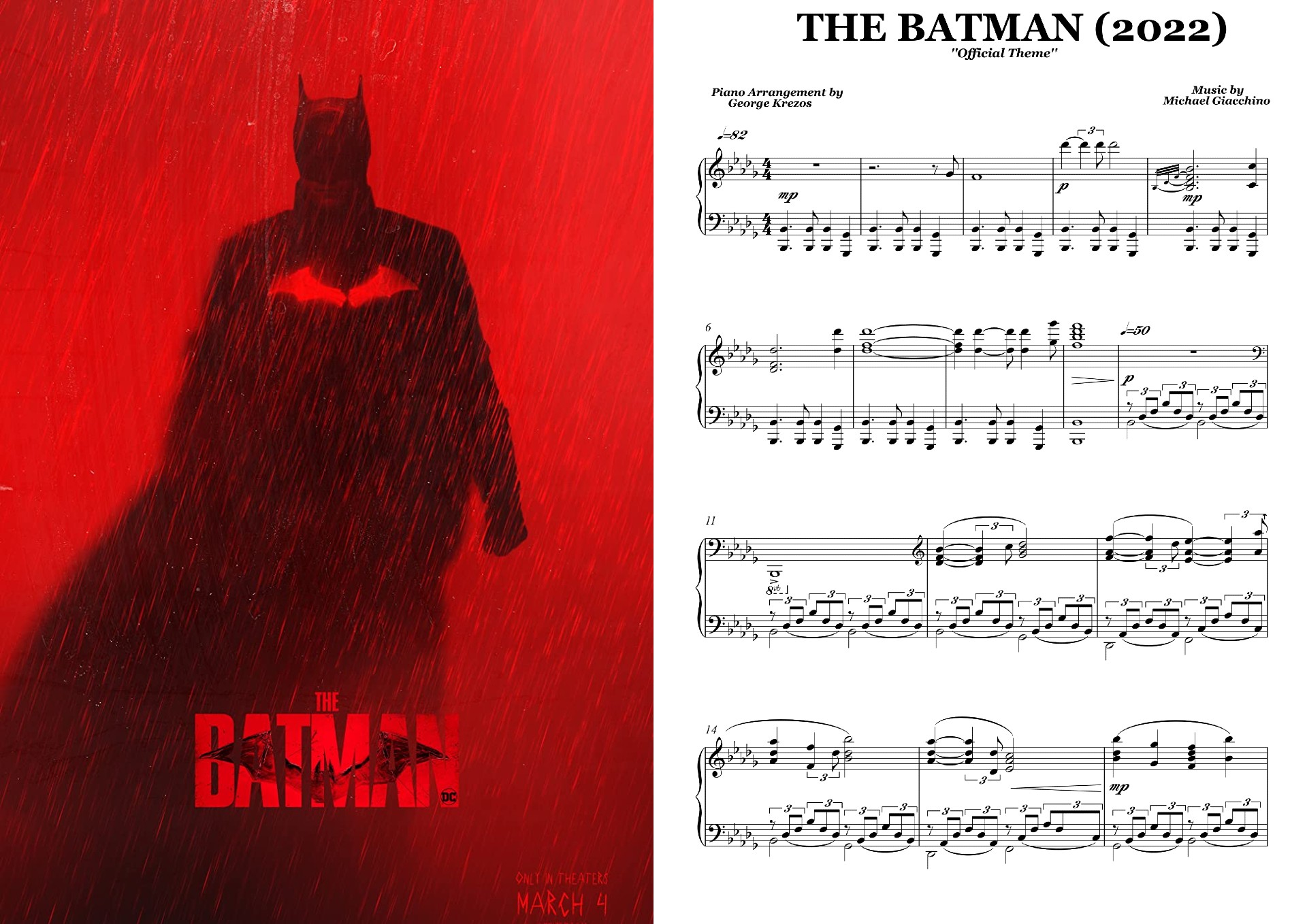 The Batman (2022) Official Theme | Piano Sheet Music Soundtracks